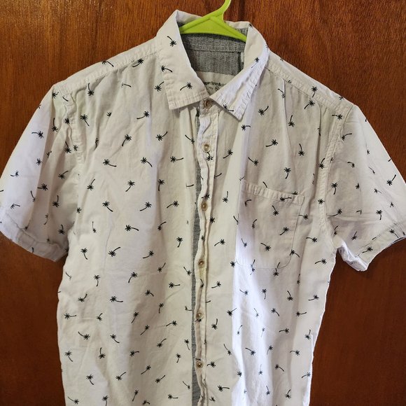 Boy's 14/16 Paper Denim & Cloth Palm Tree Print Short Sleeve Button Down Shirt - Picture 1 of 11